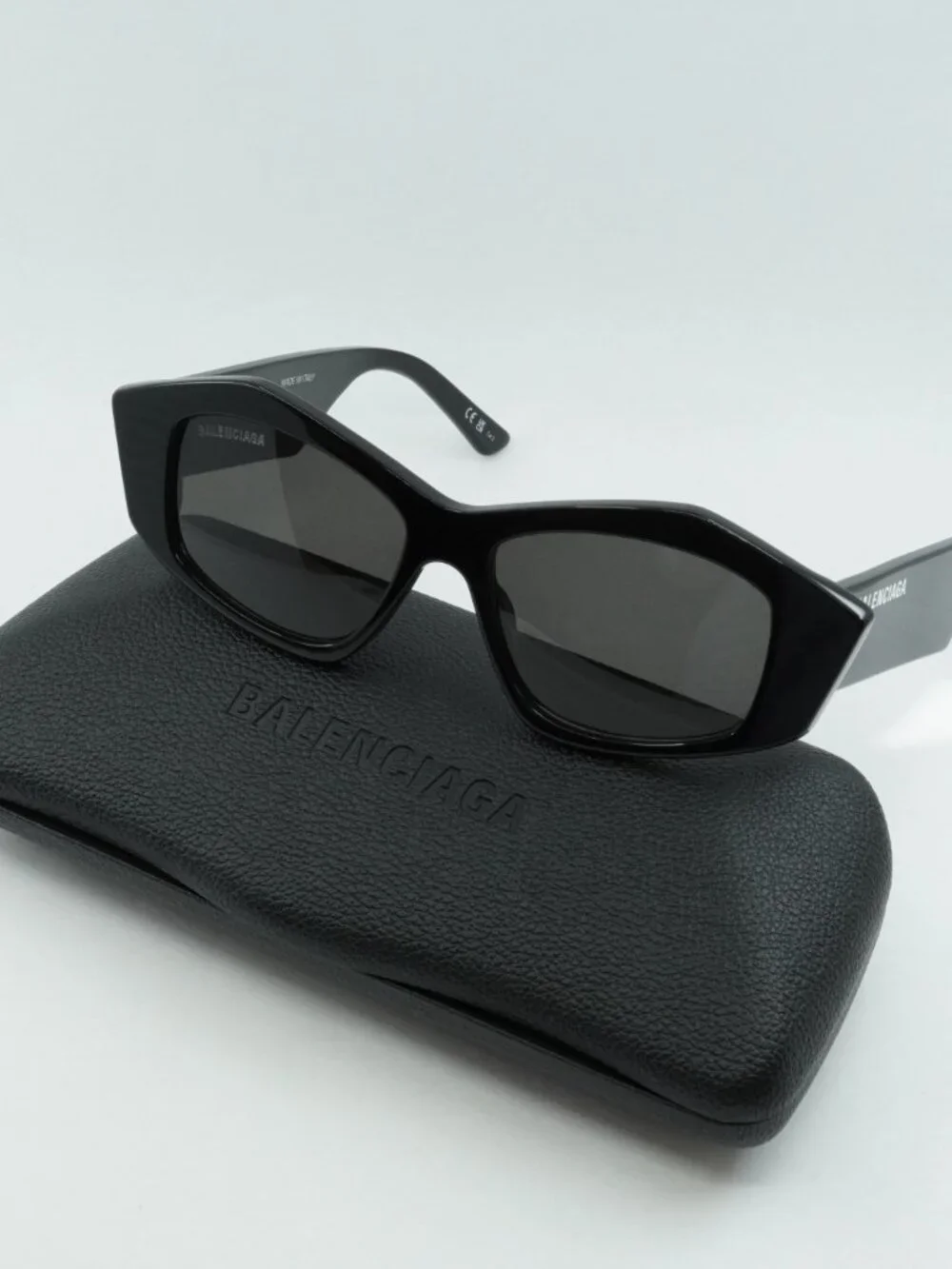 Balenciaga BB0106S 001 Cat Eye Sunglasses - Black / Grey